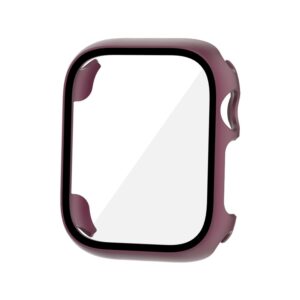 Apple Watch Series 8 / 7 45mm Γυαλί Προστασίας Οθόνης Shockproof PC+Tempered Glass Protective Case Wine Red