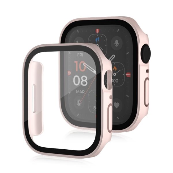 Apple Watch Series 7 45mm Life Waterproof Frosted 2 in 1 PC Frame + Tempered Glass Protective Case Pink