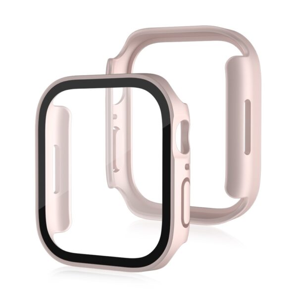 Apple Watch Series 7 45mm Life Waterproof Frosted 2 in 1 PC Frame + Tempered Glass Protective Case Pink