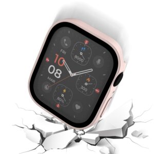 Apple Watch Series 7 45mm Life Waterproof Frosted 2 in 1 PC Frame + Tempered Glass Protective Case Pink