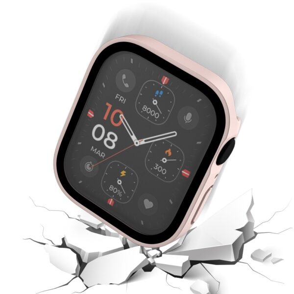 Apple Watch Series 7 45mm Life Waterproof Frosted 2 in 1 PC Frame + Tempered Glass Protective Case Pink