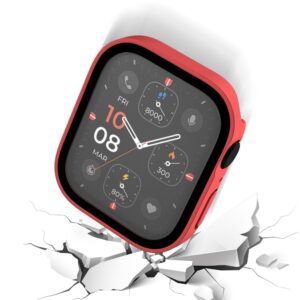 Apple Watch Series 7 45mm Life Waterproof Frosted 2 in 1 PC Frame + Tempered Glass Protective Case Red