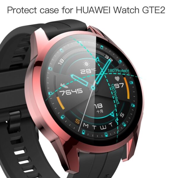Huawei watch GT2 46MM 2 in 1 Tempered Glass Screen Protector + Fully Plating PC Case Pink
