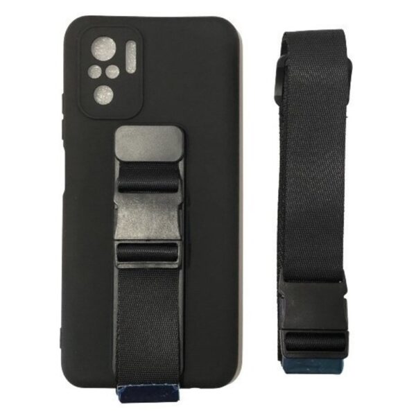 Forcell Xiaomi Redmi Note 10 4G / Note 10S / Poco M5s Lanyard Rope Θήκη Σιλικόνης - Black