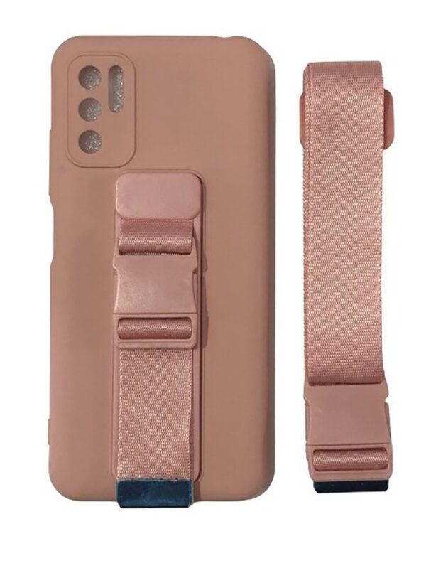 Forcell Xiaomi Redmi Note 10 5G / Poco M3 Pro 5G Rope Case Gel Lanyard Θήκη Σιλικόνης - Rose Gold