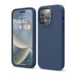 iPhone 14 Pro Θήκη Σιλικόνης Σκούρο Μπλε Slim Fit Liquid Silicone Case Dark Blue