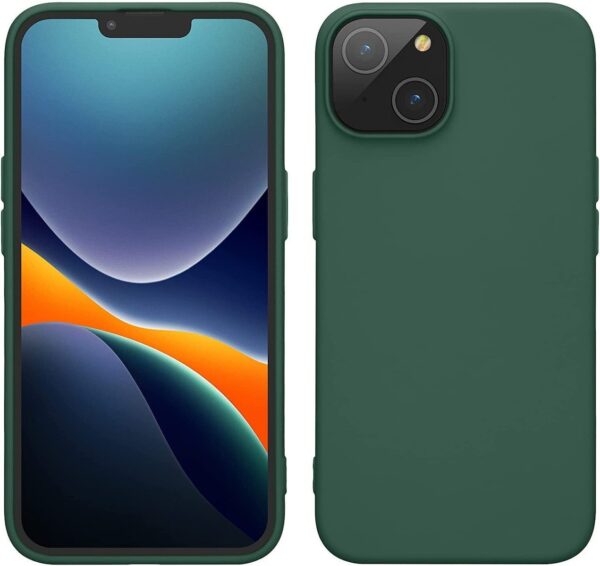 iPhone 14 Plus Θήκη Σιλικόνης Σκούρο Πράσινη Matt TPU Silicone Case Forest Green