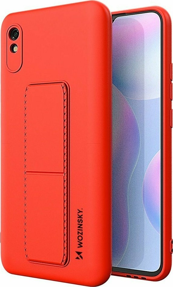 Xiaomi Redmi 9A / 9AT Θήκη Σιλικόνης Κόκκινη Wozinsky Kickstand Case Flexible Silicone Cover With A Stand Red