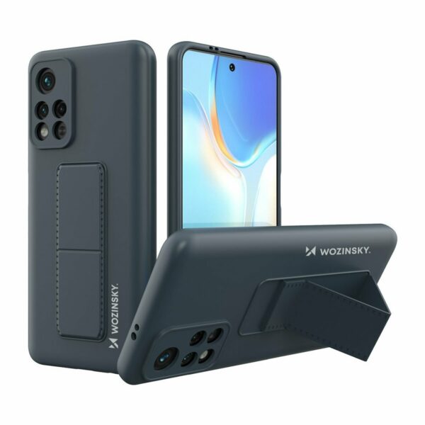 Xiaomi Poco M4 Pro 5G Θήκη Σιλικόνης Σκούρο Μπλε Wozinsky Kickstand Case Flexible Silicone Cover With A Stand Navy Blue