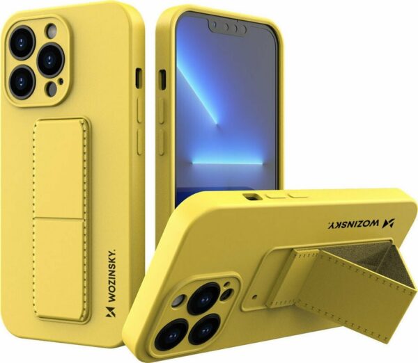 iPhone 13 Θήκη Σιλικόνης Κίτρινη Wozinsky Kickstand Case Flexible Silicone Cover With A Stand Yellow