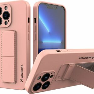 iPhone 13 Θήκη Σιλικόνης Ροζ - Χρυσή Wozinsky Kickstand Case Flexible Silicone Cover With A Stand Rose - Gold