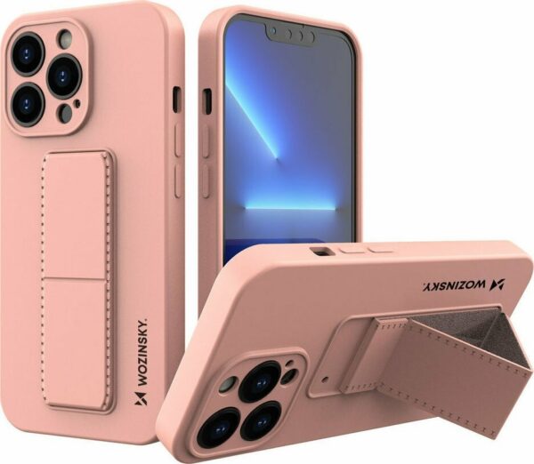 iPhone 13 Θήκη Σιλικόνης Ροζ - Χρυσή Wozinsky Kickstand Case Flexible Silicone Cover With A Stand Rose - Gold