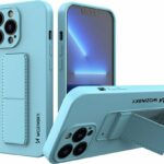 iPhone 13 Θήκη Σιλικόνης Απαλό Μπλε Wozinsky Kickstand Case Flexible Silicone Cover With A Stand Sky Blue