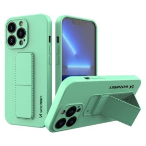 iPhone 13 Θήκη Σιλικόνης Βεραμάν Wozinsky Kickstand Case Flexible Silicone Cover With A Stand Mint Green