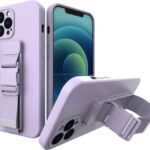 iPhone 13 Pro Max Θήκη Σιλικόνης Μωβ Rope Case Gel TPU Airbag Case Cover with Lanyard Purple