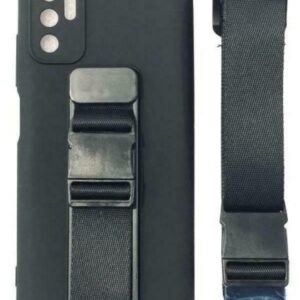 Xiaomi Redmi Note 10 5G / Poco M3 Pro 5G Θήκη Σιλικόνης Μαύρη Rope Case Gel TPU Airbag Case Cover with Lanyard Black