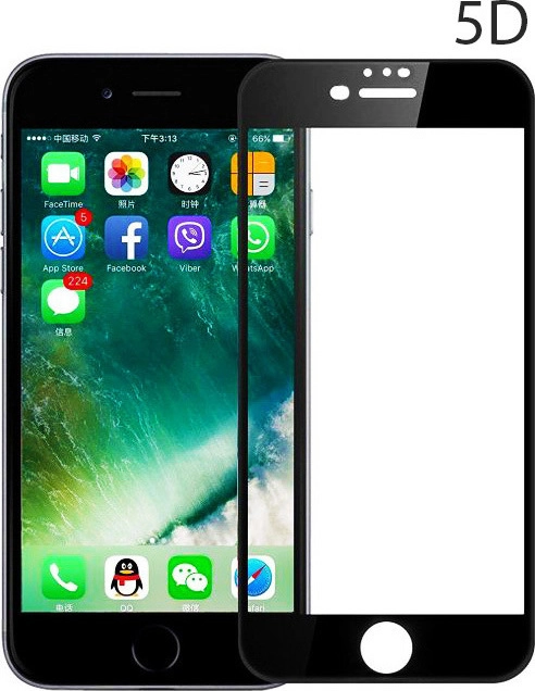 iPhone 7 Plus / 8 Plus Προστατευτικό Τζαμάκι Μαύρο 5D Full Glue Full Coverage Tempered Glass Black