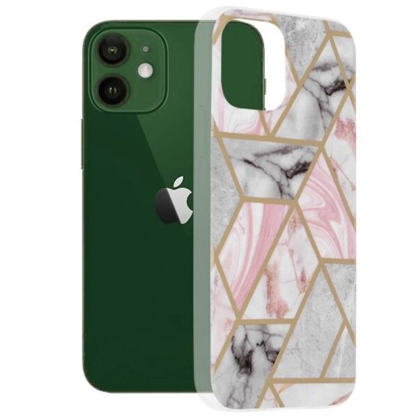 Techsuit iPhone 12 / 12 Pro Marble Θήκη Σιλικόνης - Pink
