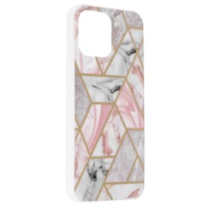 iPhone 12 / 12 Pro Θήκη Σιλικόνης Techsuit Marble Series Back Cover Pink Hex