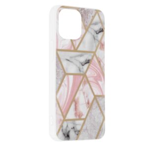iPhone 13 Pro Max Θήκη Σιλικόνης Marble Series Back Cover Pink Hex