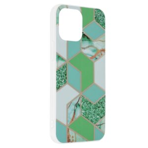 iPhone 13 Pro Max Θήκη Σιλικόνης Techsuit Marble Series Back Cover Green Hex