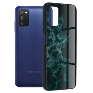 Samsung Galaxy A03s Θήκη Με Πλαίσιο Σιλικόνης Και Όψη Γυαλιού Glass Protective Case Blue Nebula