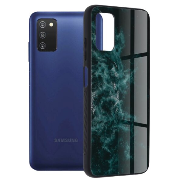 Samsung Galaxy A03s Θήκη Με Πλαίσιο Σιλικόνης Και Όψη Γυαλιού Glass Protective Case Blue Nebula