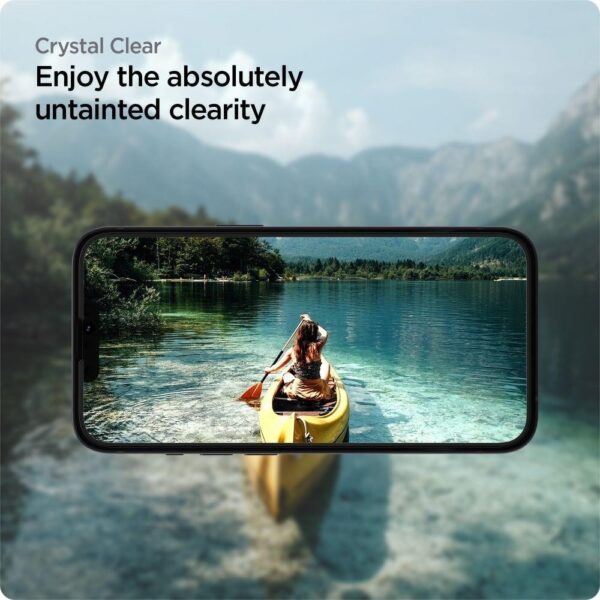 iPhone 14 / 13 / 13 Pro Προστατευτικό Τζαμάκι Μαύρο Tempered Glass Spigen ALM GLASS FC Black