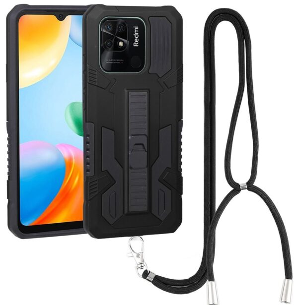 Forcell Xiaomi Redmi 10C Vanguard Lanyard Θήκη Σκληρή με Λουράκι - Black Forcell Xiaomi Redmi 10C Vanguard Lanyard Θήκη Σκληρή με Λουράκι - Black