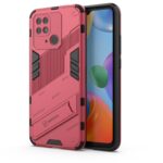 Xiaomi Redmi 10C Σκληρή Θήκη Απαλό Κόκκινη Punk Armor PC + TPU Phone Case with Holder Light Red