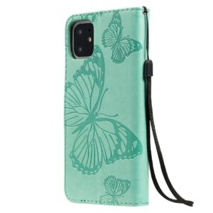 iPhone 11 Θήκη Βιβλίο Πράσινο Με Πεταλούδες Pressed Printing Butterfly Pattern Horizontal Flip Case Green