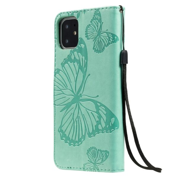 iPhone 11 Θήκη Βιβλίο Πράσινο Με Πεταλούδες Pressed Printing Butterfly Pattern Horizontal Flip Case Green