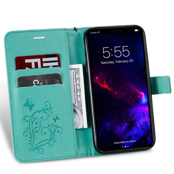 iPhone 11 Θήκη Βιβλίο Πράσινο Με Πεταλούδες Pressed Printing Butterfly Pattern Horizontal Flip Case Green