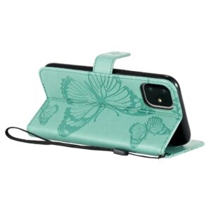 iPhone 11 Θήκη Βιβλίο Πράσινο Με Πεταλούδες Pressed Printing Butterfly Pattern Horizontal Flip Case Green