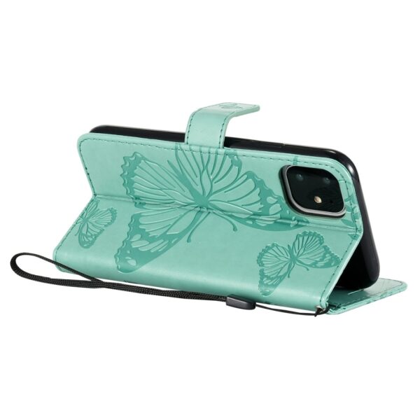 iPhone 11 Θήκη Βιβλίο Πράσινο Με Πεταλούδες Pressed Printing Butterfly Pattern Horizontal Flip Case Green