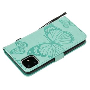iPhone 11 Θήκη Βιβλίο Πράσινο Με Πεταλούδες Pressed Printing Butterfly Pattern Horizontal Flip Case Green