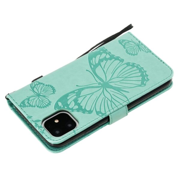 iPhone 11 Θήκη Βιβλίο Πράσινο Με Πεταλούδες Pressed Printing Butterfly Pattern Horizontal Flip Case Green