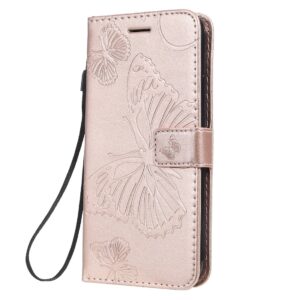 iPhone 11 Θήκη Βιβλίο Ροζ - Χρυσό Με Πεταλούδες Pressed Printing Butterfly Pattern Horizontal Flip Case Rose - Gold