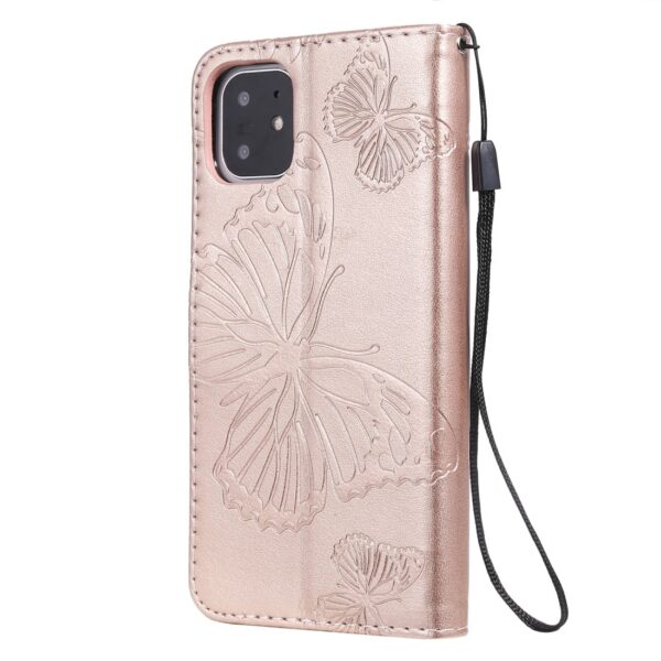 iPhone 11 Θήκη Βιβλίο Ροζ - Χρυσό Με Πεταλούδες Pressed Printing Butterfly Pattern Horizontal Flip Case Rose - Gold