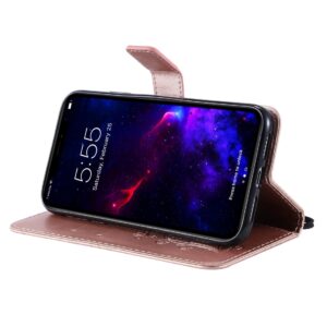 iPhone 11 Θήκη Βιβλίο Ροζ - Χρυσό Με Πεταλούδες Pressed Printing Butterfly Pattern Horizontal Flip Case Rose - Gold