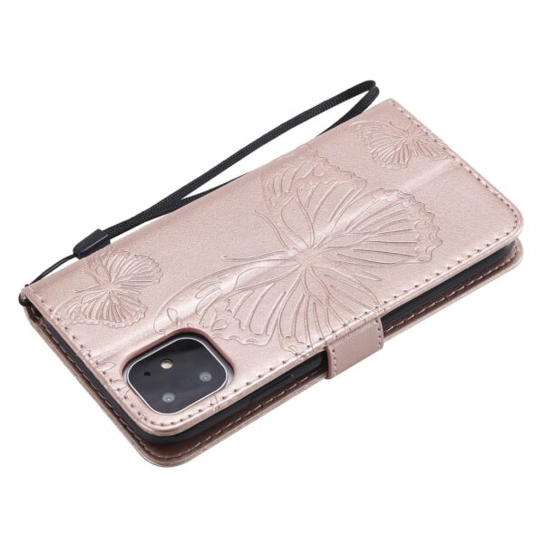 iPhone 11 Θήκη Βιβλίο Ροζ - Χρυσό Με Πεταλούδες Pressed Printing Butterfly Pattern Horizontal Flip Case Rose - Gold