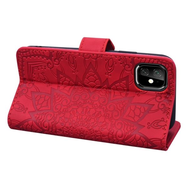 iPhone 11 Θήκη Βιβλίο Κόκκινο Calf Pattern Mandala Double Folding Design Embossed Case Red
