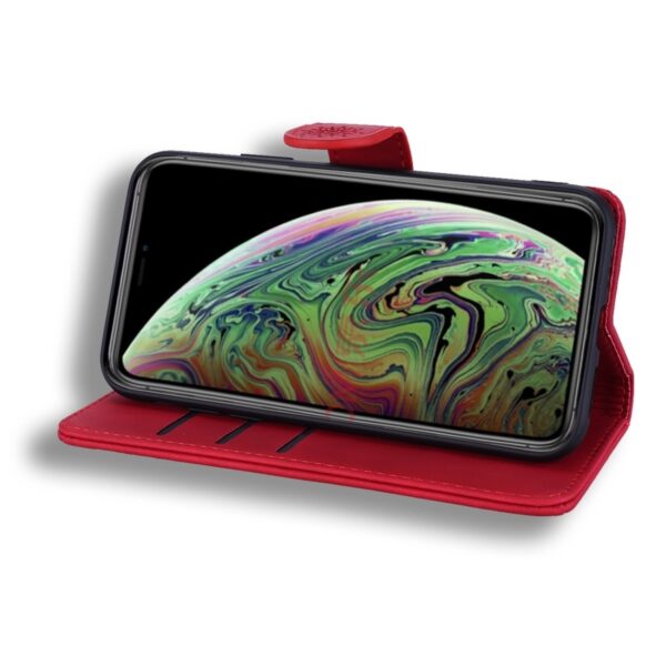 iPhone 11 Θήκη Βιβλίο Κόκκινο Calf Pattern Mandala Double Folding Design Embossed Case Red