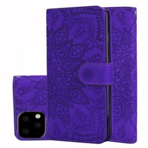 iPhone 11 Θήκη Βιβλίο Μωβ Calf Pattern Mandala Double Folding Design Embossed Case Purple