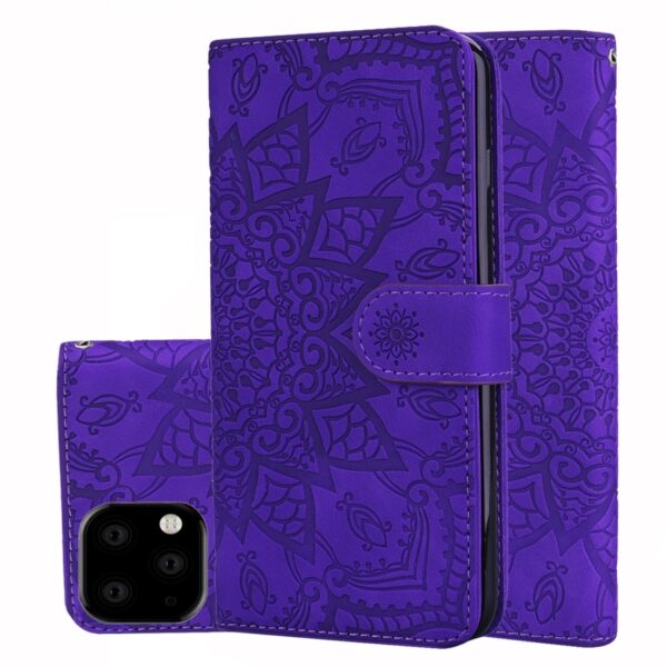 iPhone 11 Θήκη Βιβλίο Μωβ Calf Pattern Mandala Double Folding Design Embossed Case Purple