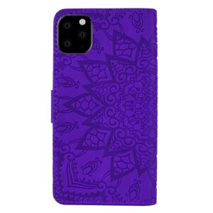 iPhone 11 Θήκη Βιβλίο Μωβ Calf Pattern Mandala Double Folding Design Embossed Case Purple