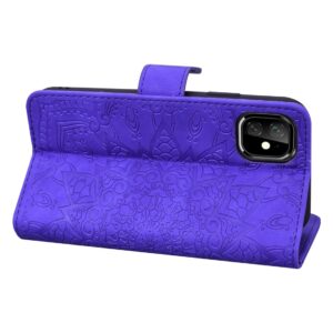 iPhone 11 Θήκη Βιβλίο Μωβ Calf Pattern Mandala Double Folding Design Embossed Case Purple