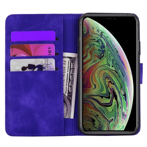 iPhone 11 Θήκη Βιβλίο Μωβ Calf Pattern Mandala Double Folding Design Embossed Case Purple