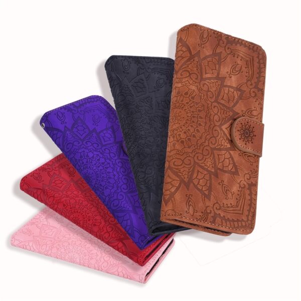 iPhone 11 Θήκη Βιβλίο Μωβ Calf Pattern Mandala Double Folding Design Embossed Case Purple