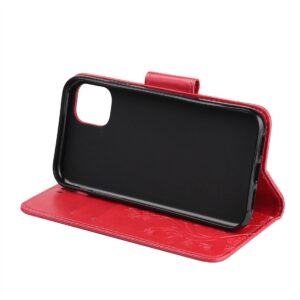 iPhone 11 Θήκη Βιβλίο Κόκκινο Πεταλούδες Butterfly Flower Pattern Horizontal Flip Case Red